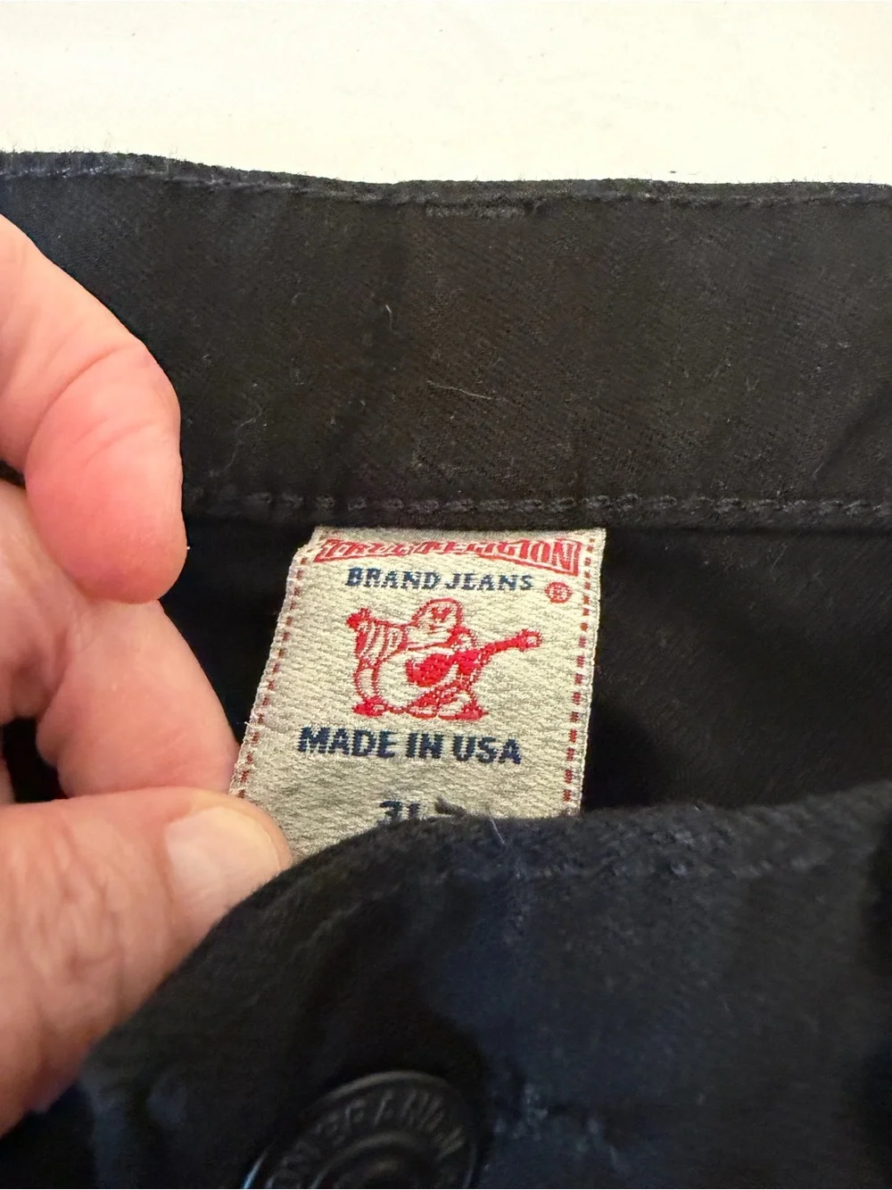 True Religion Men's Ricky Black Straight Jeans flap pockets Sz 33x29 **READ**